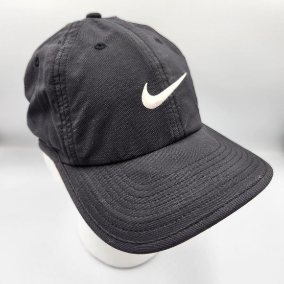 Nike Hat Cap Strap Back Black Dri-FIT Heritage86 Swoosh Mens Athletic Golf - Picture 2 of 9